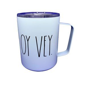 RAE DUNN NWT "Oy Vey" Insulated Stainless Steel Travel Mug w/Lid